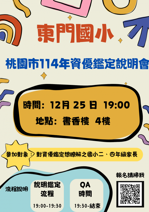 114年資賦優異鑑定家長說明會-東門國小場